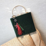 Fashion Tassel Handbag and Purse Sof Crossbody Bag Ladies Square Messenger Bags Suede Chain Shoulder Bag Famous