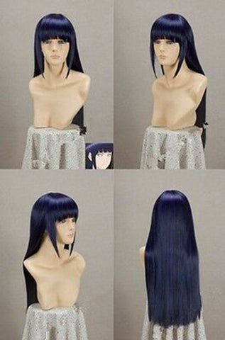 Shippuden Hinata Hyuga Cosplay Wig 80cm Long Purple Blue Party Wigs+ Wig Cap