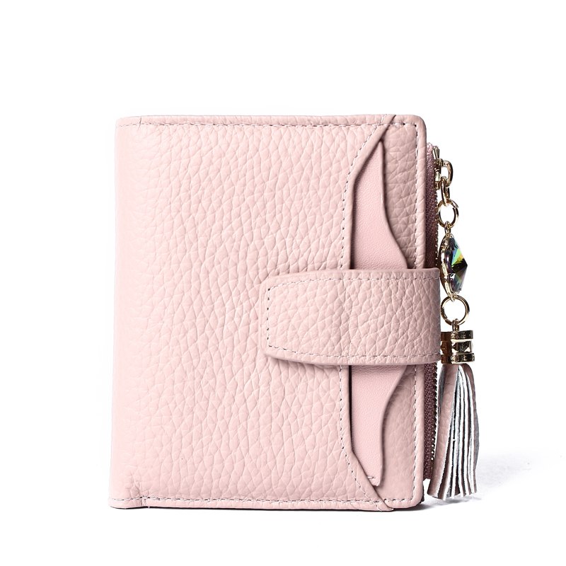 Shor Rushed Genuine Leather Unisex Lady Solid Hasp Mini Wallets Interior Pocke Leather Wallet, Mini 2018 New Card Bag