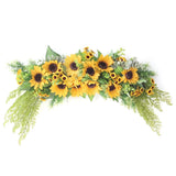 Spring Wreaths With Green Leaves Door Flower Garland Silk Cloth 15inch 75X18X12CM Indoor Wall Hanging Artificial Sunflower Swag