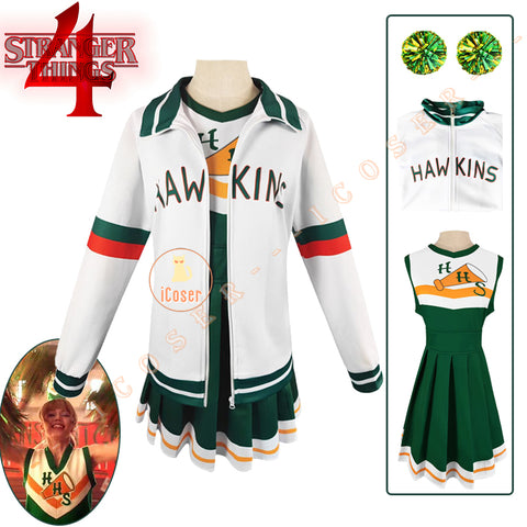 Stranger Things Season 4 Chrissy Cunningham Cosplay Costume Hawkins Cheerleader Girls Dress Jacket High School Mike Dustin Lucas