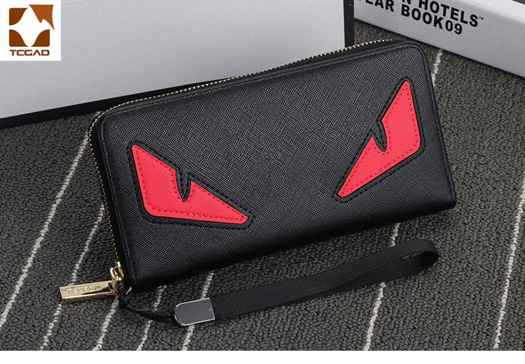 New 2018 Famous Brand Fashion Long Eyes Anime Men Leather Wallets Purses Carteira Masculina Couro Portefeuille Homme 40