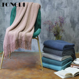 TONGDI Soft Warm Elegant Fashionable Lace Fringed Knitting Wool Blanket Pretty Gift Decor For Girl All Season Handmade Sleeping