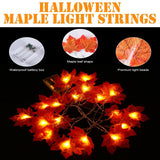 Thanksgiving Decorations Garland LED String Lights 10/20/40 LEDS Maple Leaf Fairy Lights for Halloween,Autumn,Party,Christmas