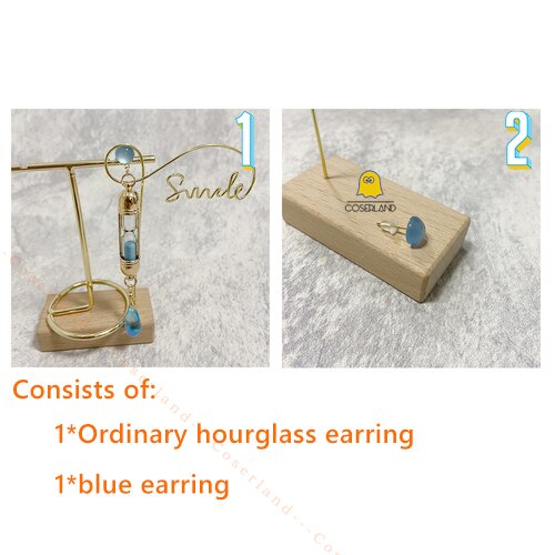The Case Study of Vanitas no Karte Vanitas Cosplay Hourglass Earrings Blue Jewelry Gifts Accessories Prop Coserland