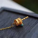 Tibetan Prayer Wheel Pendant Necklace for Men Women Vintage Buddhism Six Words Mantra Necklaces Meditation Jewellry
