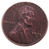 US 1943 PSD One Cent 100% Copper Copy Coin