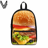 Casual Food Hamburger Canvas Backpacks Children Scho Bags Studen Bookbags Zipper Canvas Bags Birthday Gifts For Kids