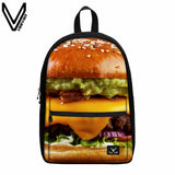 Casual Food Hamburger Canvas Backpacks Children Scho Bags Studen Bookbags Zipper Canvas Bags Birthday Gifts For Kids
