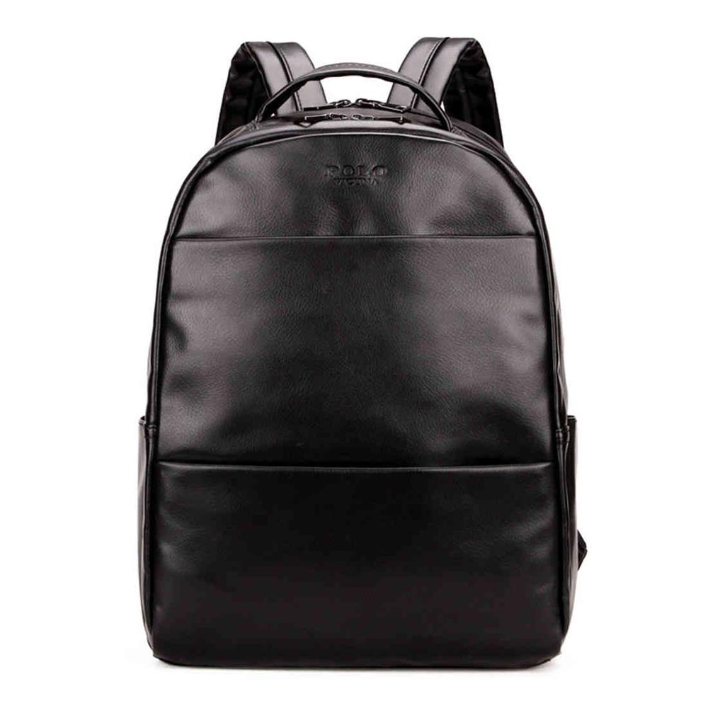 Men Leather Backpack Preppy Style Casual Simple Solid Black Travel Back Pack Waterproof Mens Scho Backpack For Boy