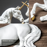 VILEAD Nordic Resin White Unicorn Horse Statue Animal Figurines Modern Home Office Decoration Living Room Fairy Garden Decor