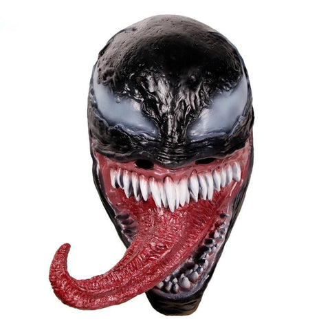 Venom Mask Superhero Cosplay Halloween Dark Venom Long Tongue Full Head Latex Horror Mask Halloween Haunted House Party Props