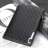 Vintage Mens Walle Fashion Plaid Leather Shor Walle Men Trifold Cards Holder Zipper Coin Pocke Bag Male Small Money Purse