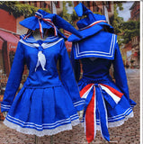 Wadanohara Cosplay Costume Blue Sailor Uniform Japanese Girls Top Skirt Hat Headwear Tie Halloween Christmas Outfit for Women