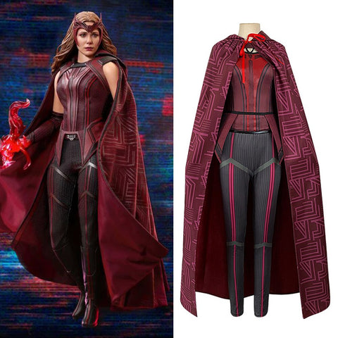 Wanda Vision Scarlet Witch Cosplay Costume for Women Adult Cloak Top Pants Outfits Resin Mask Lady Carnival Halloween Costumes