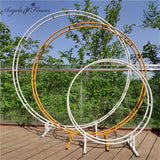Wedding props arch party backdrop iron arch flower stand double round ring arch frame decorative artificial flower arch outdoor