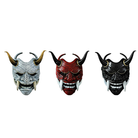 White Black Adult Unisex Halloween Face Masks Japanese Hannya Demon Oni Samurai Noh Kabuki Prajna Devil Mask Latex Party Masks