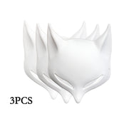 White Blank Plain Mask Base for Hand Painted DIY, Full/Half Cover Fox/Cat Kitsune for Masquerade Ball Party Costume Cosplay