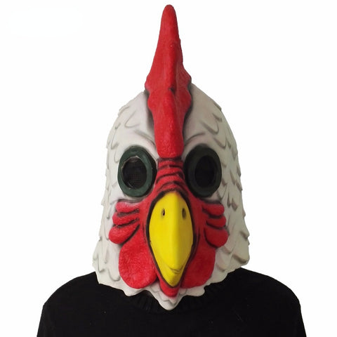 White Latex Rooster Adults Mad Chicken Cockerel Mask Halloween Scary Funny Masquerade Cosplay Mask Party Mask