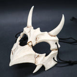 White Skull Scary Half Face Mask Japanese Dragon God Mask Halloween PU Tengu Mask Masquerade Ball Party Cosplay Props