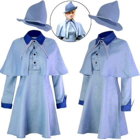 Wizard School Witch Fleur Isabelle Delacour Beauxbaton Magic Cosplay Costumes Hat Women School Uniform Clothes Cap Halloween