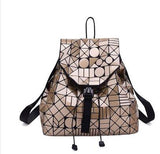 Women Backpack Feminine Geometric Plaid Sequin Female Backpacks For Teenage Girls Bagpack Drawstring Bag Holographic Backpack