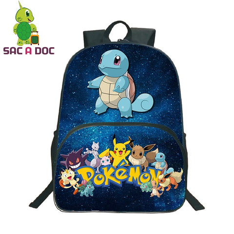 Women Men Backpacks Pokemon Squirtle Snorlax Blue Galaxy Star Universe Space Backpack for Girls Boys Scho Bagpack Kids Bags