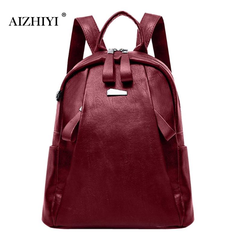 Women Sof PU Leather Backpack Travel Big Capacity Zipper Scho Bag For Teenage Girls Shoulder Bag Vertical Square Backpacks