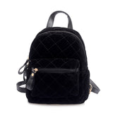 Women Velve Backpack Mini Shoulder Bag For Teenage Girls Female Backpacks Fashion Small Daypack Rucksack Black XA51B