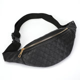 Women Wai Packs Black Pu Leather Fanny Pack Bel Bag Thread Ladies Multifunctional Shopping Travel Wai Bag For Phone