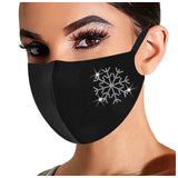 Women's Diamond Printing Mask Santa Claus Bling Mask Washable Protection  Elastic Cloth Pattern Mask  Earloop Bandage Masques