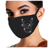 Women's Diamond Printing Mask Santa Claus Bling Mask Washable Protection  Elastic Cloth Pattern Mask  Earloop Bandage Masques