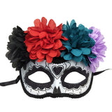Womens Flower Masquerade Skull Mask Venetian Party Masks  Costumes Mardi Gras Day of The Dead Eyemask Wedding Birthday Halloween