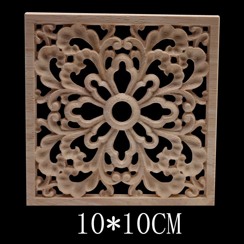 Wood Applique Wood Mouldings Wood Craft Onlay European Decor Carved Natural Retro Long Leaves Floral Rose Wooden Doors Window