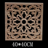 Wood Applique Wood Mouldings Wood Craft Onlay European Decor Carved Natural Retro Long Leaves Floral Rose Wooden Doors Window