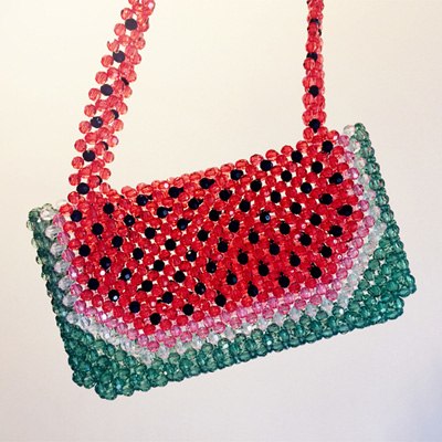 Pearl bag Acrylic Beaded Handmade Lady Purse Handbags Watermelon Pattern Beading Women Portable Tote Bag Beach Bag F17