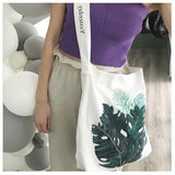 YILE Cotton Canvas Big Green Leaf Eco Shopping Shoulder Tote Messenger Bag CY06