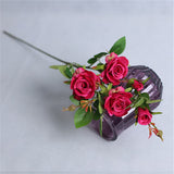 YO CHO Artificial Flower 5 Head Silk Rose DIY Flower Arrangement Long Stem Fake Rose Decor Wedding Wall Girl Home Party Decor