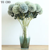 YO CHO Long Artificial Flowers Silk Dandelion for Home Wedding Table Decor Fake Flowers White Backdrop Arrangement Decoration