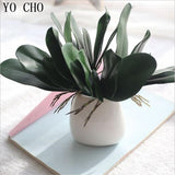 YO CHO Weed Branches Plastic Green Plant Flower Artificial Simulation Leaf Decoration Orchid Leaves Home Wedding Fleurs Beauty