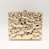 Women Fashion Metal Messenger Bag Elegan Gold Evening Bag Dress Prom Party Clutch Box Hard Flap Mini Handbag Casual Wallet