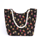 New Women Handbag Canvas Floral Printing Shoulder Beach Bags Casual Female Tote Shopping Bag B Feminina 2018