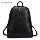 2018 Women's 100% Nature Real Genuine Leather Cowhide Black White Gray Beige Backpacks Ladies's Schoolbag Teenagers Bag