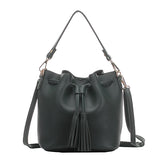 ZLON New Women Genuine Leather Bag Drawstring Tassel Bucke Fashion Women Small Shoulder Bag Ladies Messenger Bag 3 Colors N101