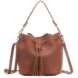 ZLON New Women Genuine Leather Bag Drawstring Tassel Bucke Fashion Women Small Shoulder Bag Ladies Messenger Bag 3 Colors N101