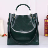 Fashion Brown 100% Genuine Leather Women Handbag Simple Travel Tote Bag Large Capacity Lady Shoulder Bags Crossbody Purse