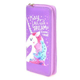 Zipper Wallets For Women With Phone PU Cartoon Unicorn Clutch Purses Small Credi Cards Holder Long Ladies Mini Wallets