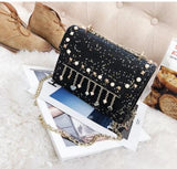 brand women crossbody bags for ladies shoulder messenger bags small colorful sequined chains diamond Flap handbag with beading
