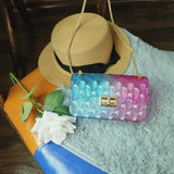 by dhl 20pcs Women Silica Gel Handbag Ladies Small Shoulder Bag Teenager Girls Candy Color Diamond Lattice Jelly Bag Beach Bags