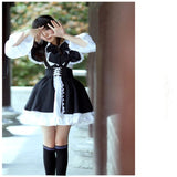 coldker MEXICO AUSTRALIA Women Maid Outfit Anime Long Dress Black and White Apron Dress Lolita Dresses Cosplay Costume